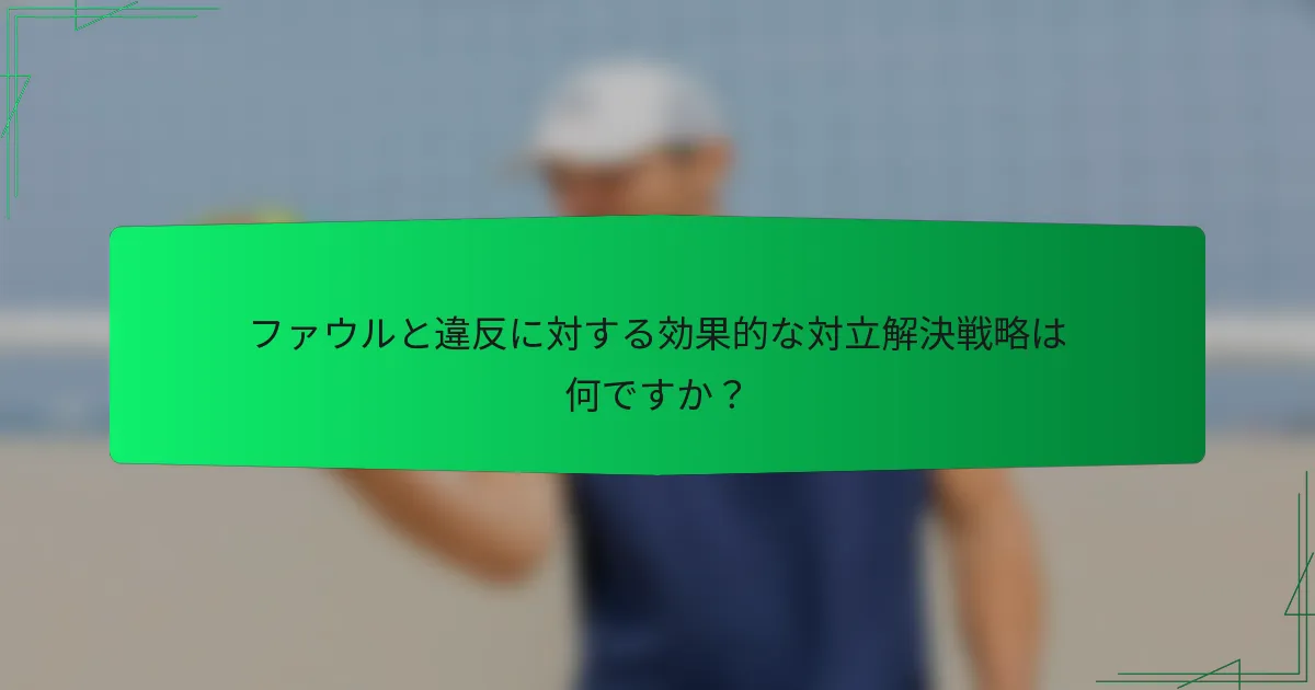 ファウルと違反に対する効果的な対立解決戦略は何ですか?